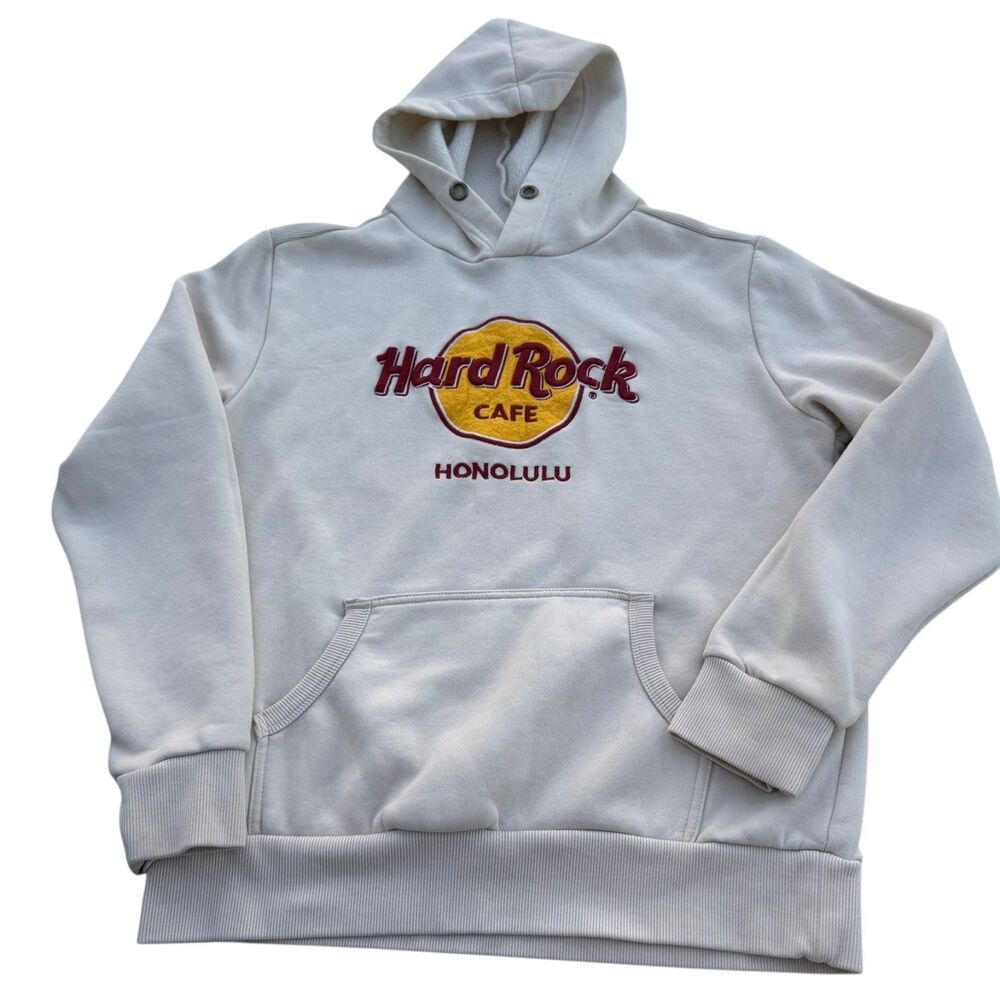 Hard Rock Cafe Honolulu Y2K Hoodie Men’s Large Gray Embroidered Logo Pullover